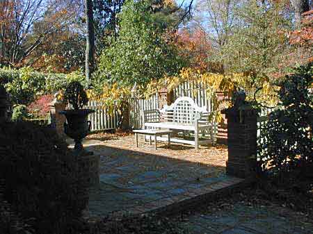 Patio with Lutyens bench, Cashiers, North Carolina